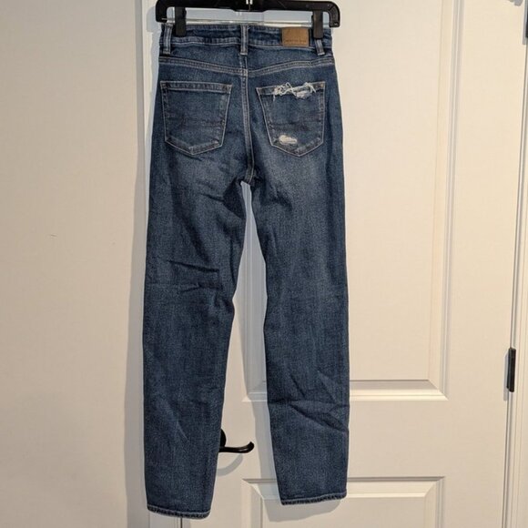 AE American Eagle Outfitters Stretch Mom Straight High Waisted Pants 0 Long Tall - Picture 7 of 11